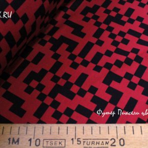 Ткань футер принтованный пиксели красный